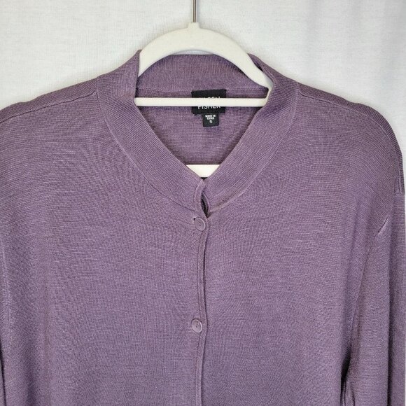 Eileen Fisher Women's Small Cardigan Sweater Purple Long Button Close Silk Blend - Picture 3 of 6